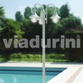 Outdoor drei Lichter Laternenpfahl aus weißem Aluminium, made Italy, Anusca