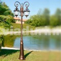 Garten drei Lichter Laternenpfahl aus Aluminium, hergestellt in Italien, Kristel