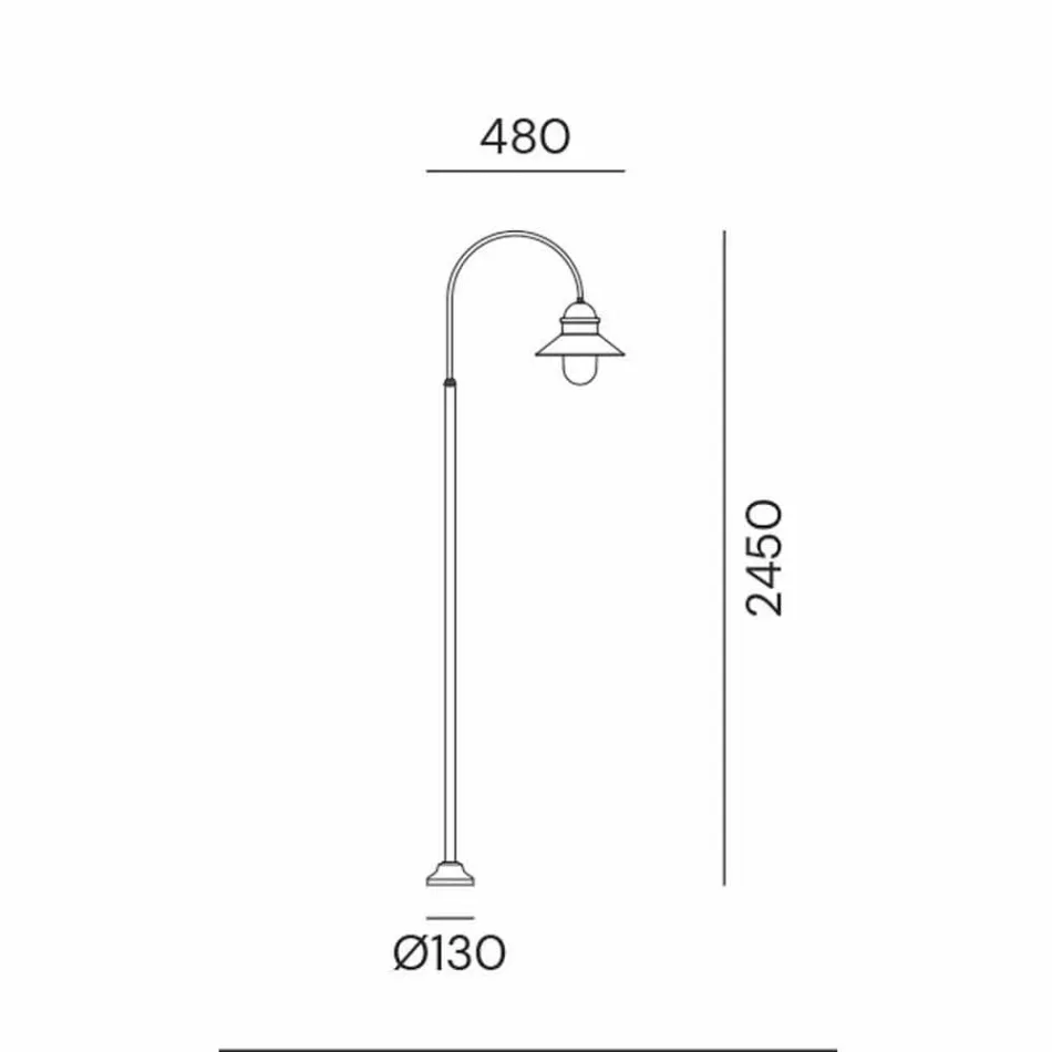 Gartenlaterne mit hohem oder niedrigem Bogen aus Messing und Kupfer - Edge von Il Fanale Viadurini