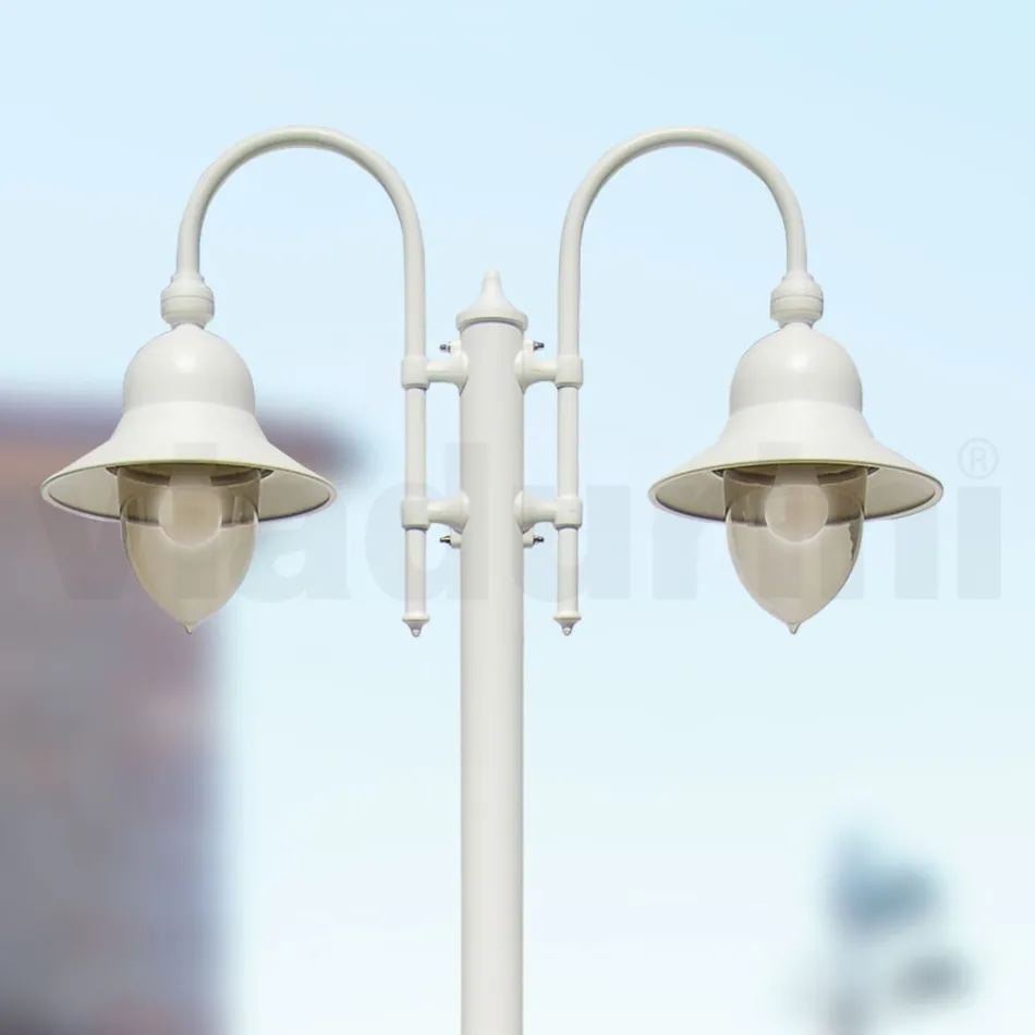 Vintage-Gartenlampe mit 2 Lichtern aus Aluminium, hergestellt in Italien – Cassandra Viadurini
