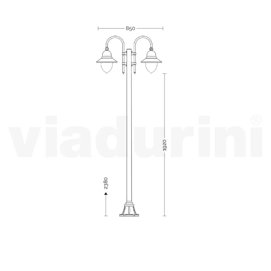Vintage-Gartenlampe mit 2 Lichtern aus Aluminium, hergestellt in Italien – Cassandra Viadurini