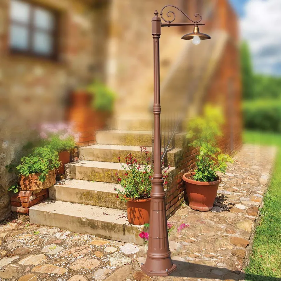 Vintage-Gartenlampe aus Aluminium und Messing, hergestellt in Italien – Adela Viadurini