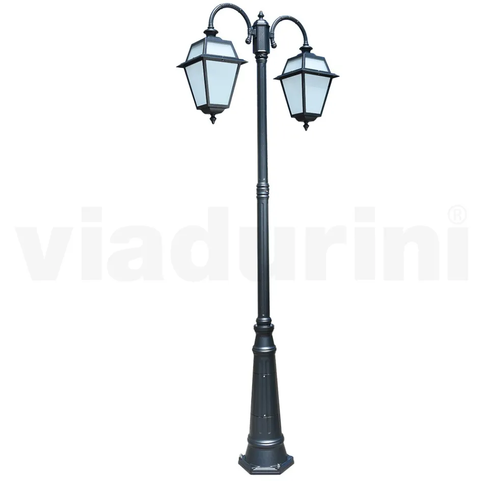 Gartenlampe mit 2 Lichtern aus Aluminium und Glas, hergestellt in Italien – Vivian Viadurini