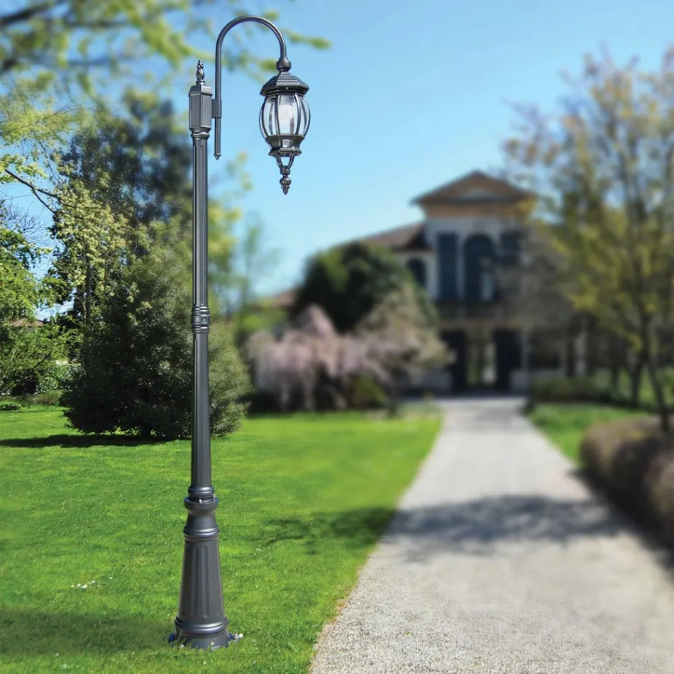 Vintage-Gartenlampe aus anthrazitfarbenem Aluminium, hergestellt in Italien – Empire Viadurini