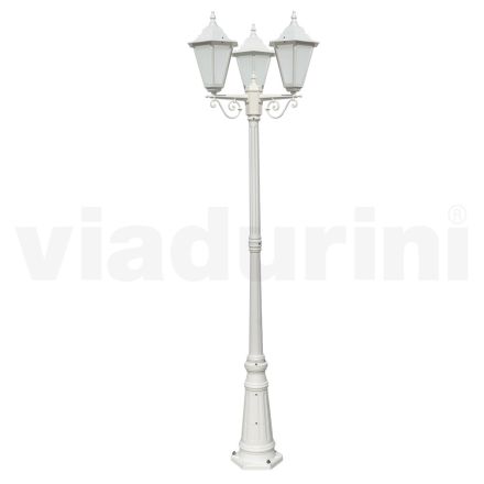 Straßenlaterne im Vintage-Stil mit 3 Lichtern aus Aluminium und Glas, hergestellt in Italien – Terella Viadurini