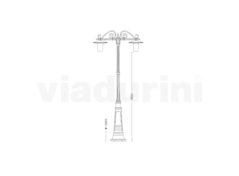 Straßenlampe im Vintage-Stil mit 3 Lichtern aus grauem Aluminium, hergestellt in Italien – Belen Viadurini