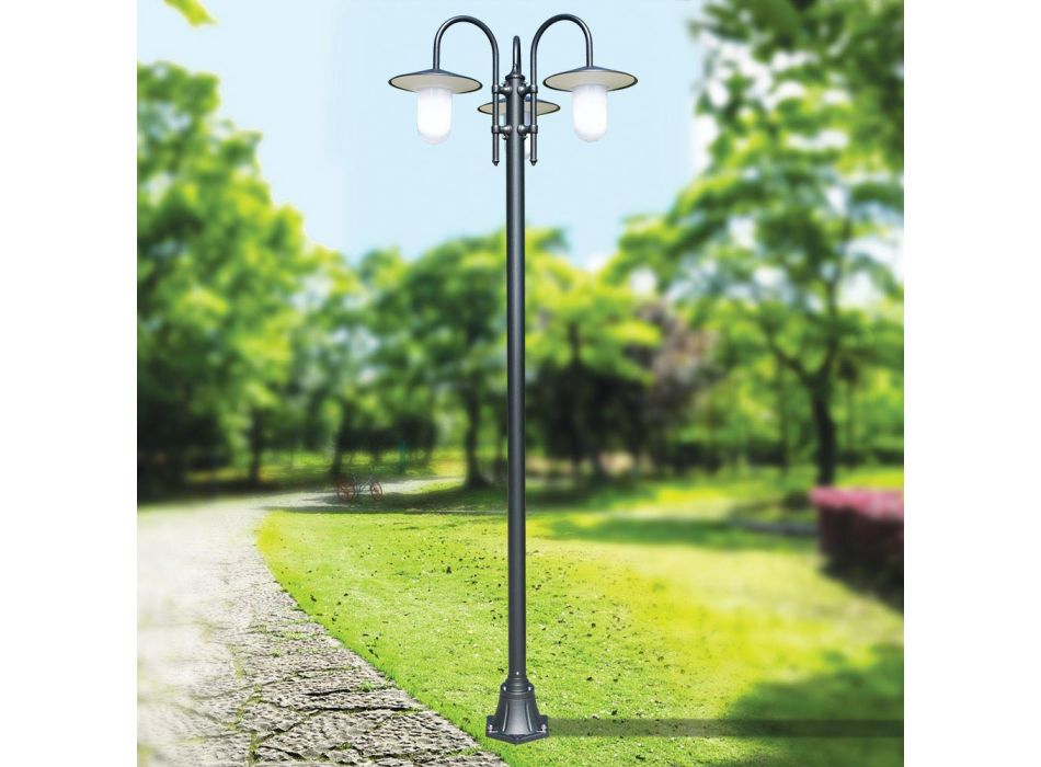 Straßenlampe im Vintage-Stil mit 3 Lichtern aus Aluminium, hergestellt in Italien – Belen Viadurini