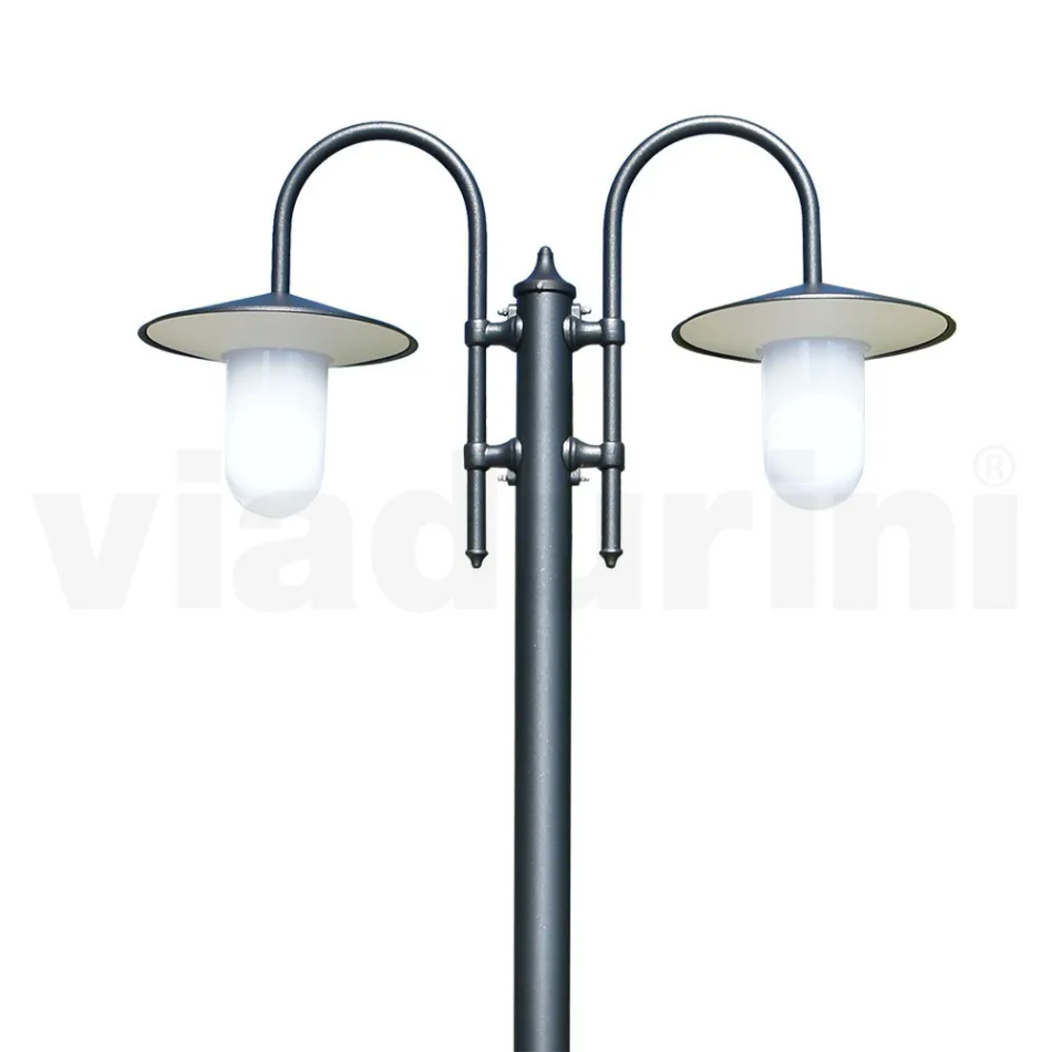 Vintage-Gartenlampe mit 2 Lichtern aus Aluminium, hergestellt in Italien – Belen Viadurini