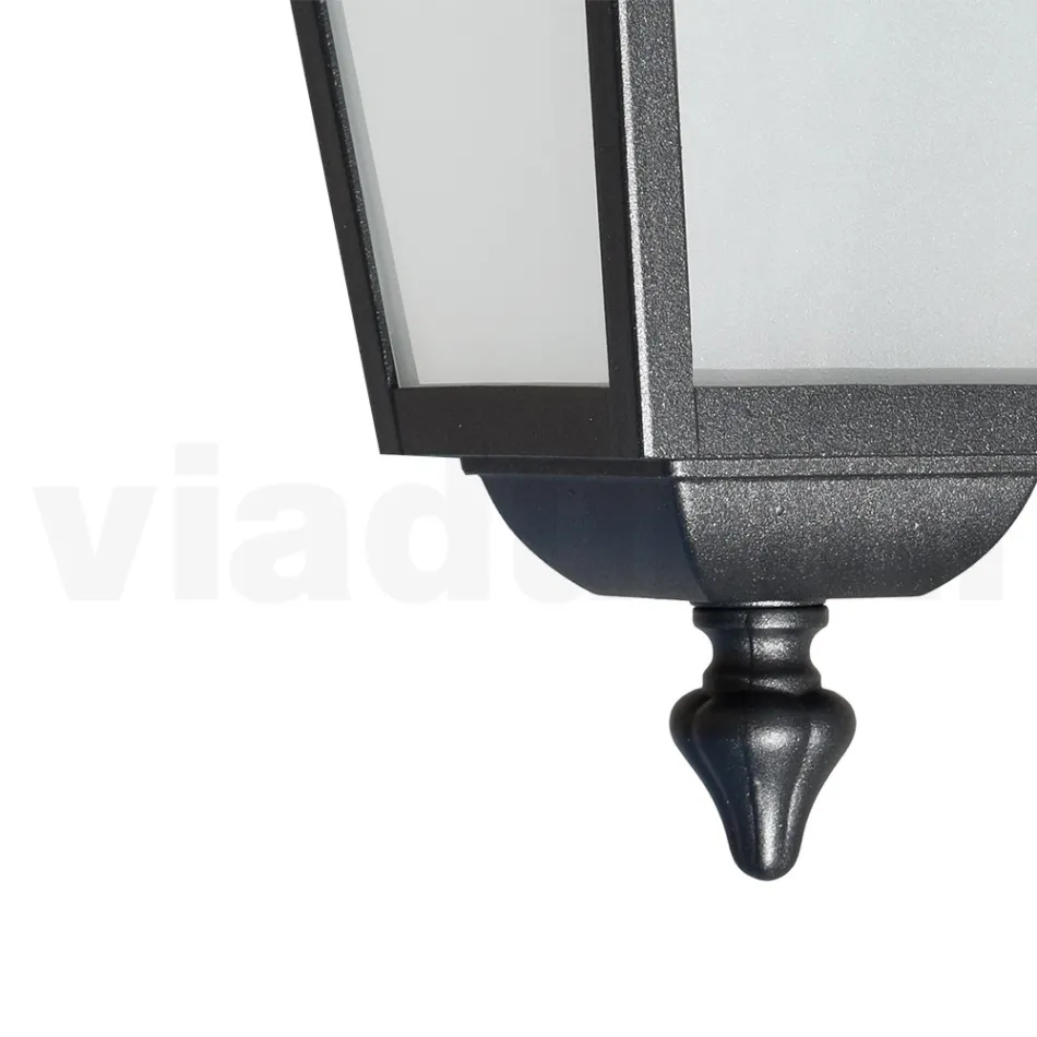 Gartendeckenlaterne aus anthrazitfarbenem Aluminium und sandgestrahltem Glas - Elric Viadurini