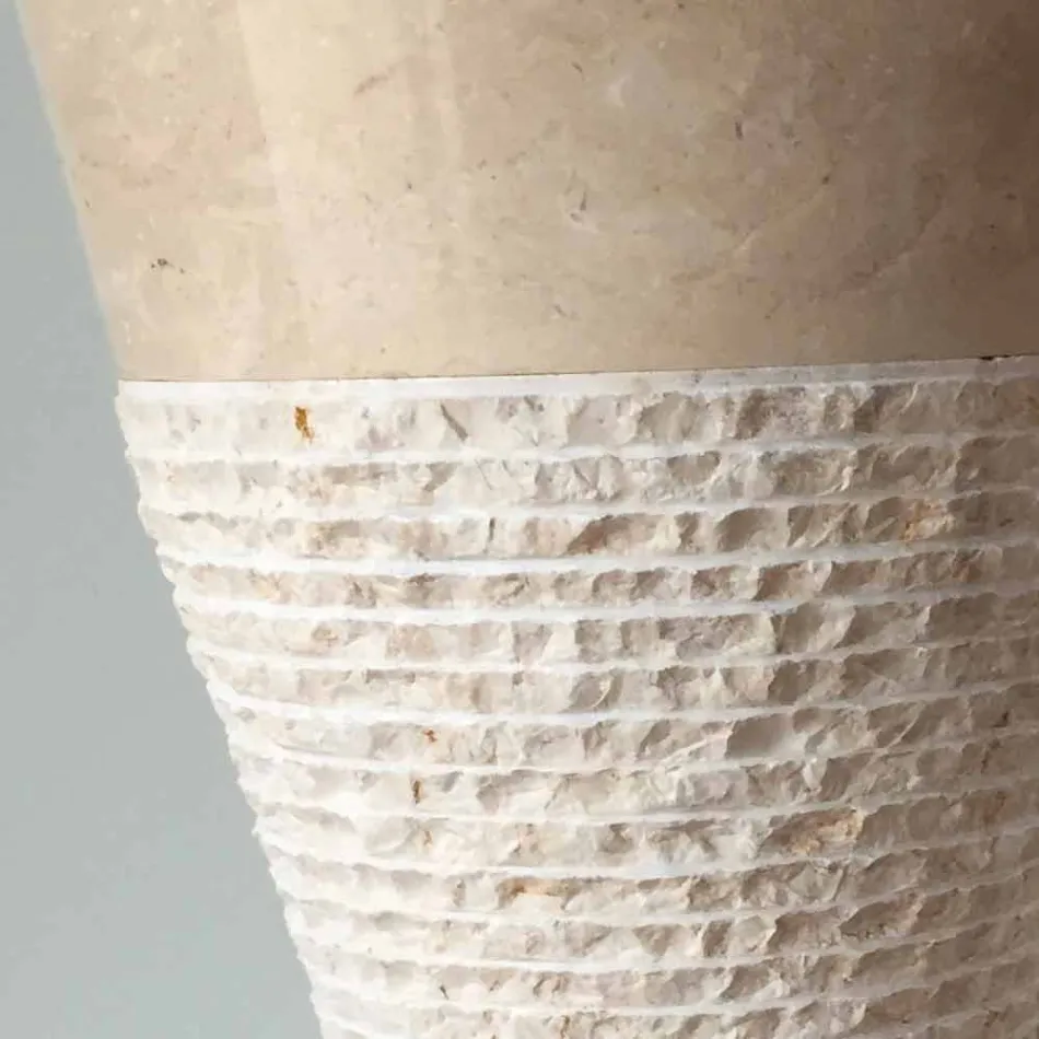 Weißes Säulenwaschbecken aus Naturstein Iris, Einzelstück Viadurini