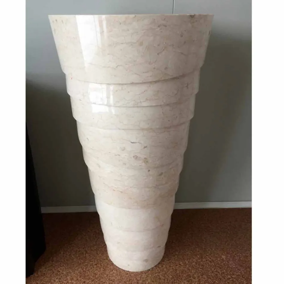 Design-Waschbecken im weißen Brent-Stein, Einzelstück Viadurini