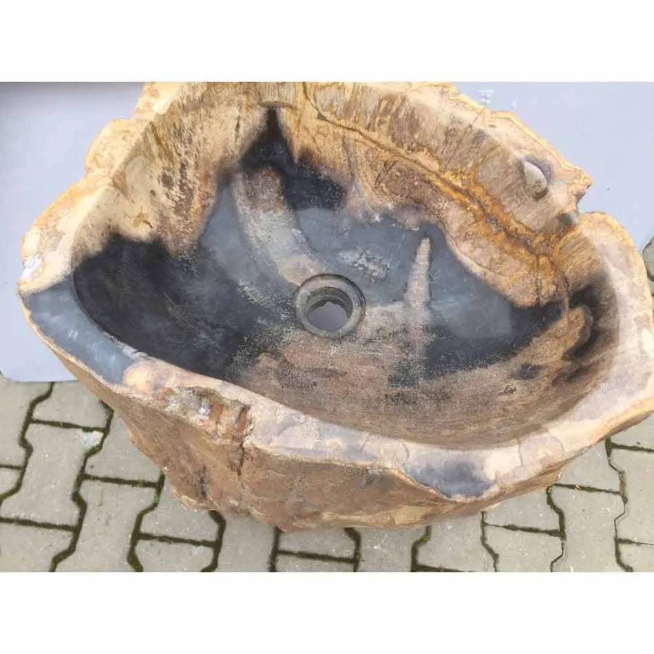 Design-Standwaschbecken aus Ley-Naturstein, handgefertigt Viadurini