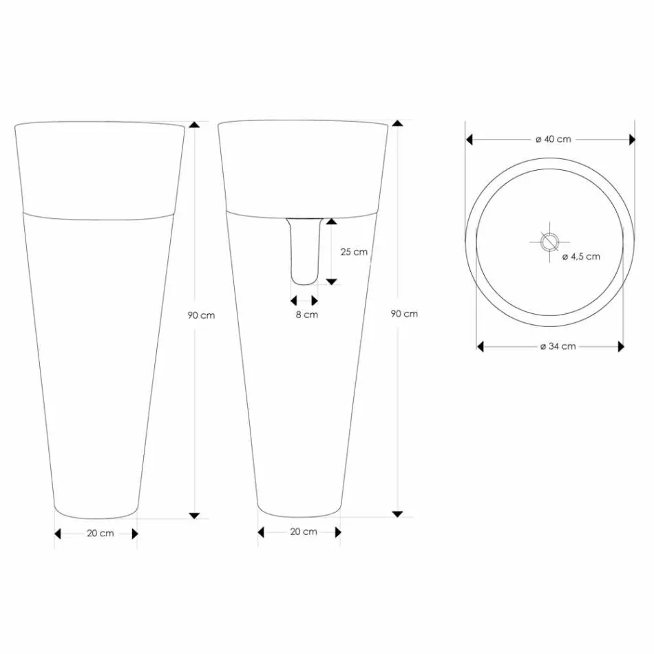 Säulenwaschbecken des modernen Designs in glänzendem schwarzem Marmor - Merlo Viadurini