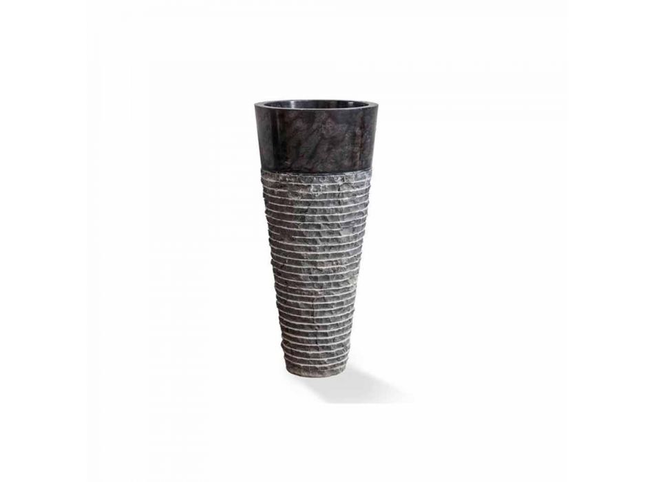 Säulenwaschbecken des modernen Designs in glänzendem schwarzem Marmor - Merlo Viadurini