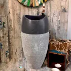Waschbecken Column Spherical Stein Natural Black Gili Viadurini