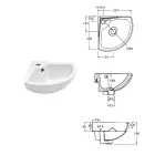 Eckwaschbecken aus weißer Keramik mit modernem und elegantem Design - Silica Viadurini