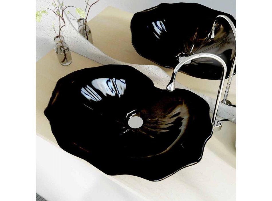 Waschbecken modernes Design Unterstützung in Form von Blatt Faruglium Viadurini