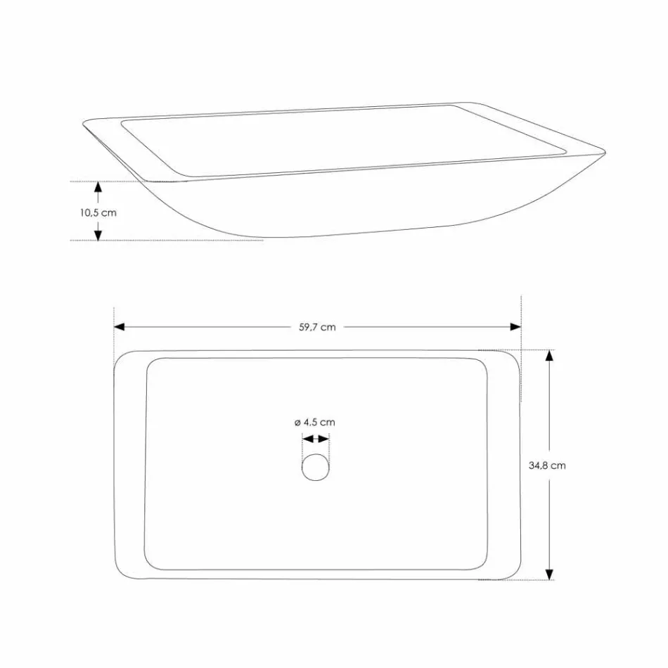 Rechteckiges Aufsatzwaschbecken aus weißem Mineralwerkstoff - Albertina Viadurini