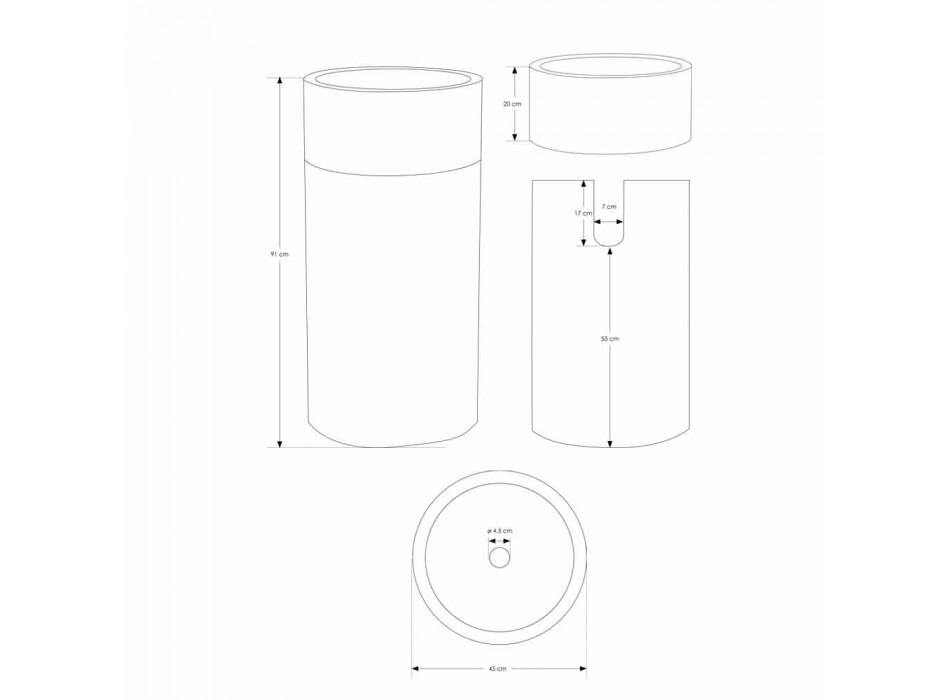 Freistehendes Badezimmer-Waschbecken in Marmor-Elfenbein-Finish Zylindrische Form - Cremino Viadurini