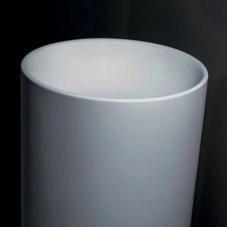 Freistehendes Badezimmer-Waschbecken aus weißem Harz mit zylindrischer Form - Libertine Viadurini