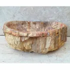 Star Standing Badezimmer Waschbecken aus fossilem Holz, einzigartiges Design Viadurini