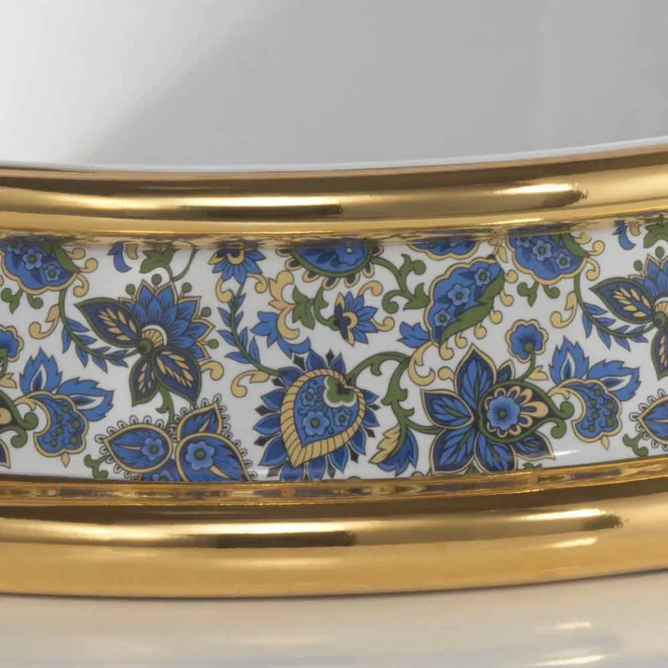 Halbeinbauwaschbecken aus Schamott und Gold made in Italy, Manilo Viadurini