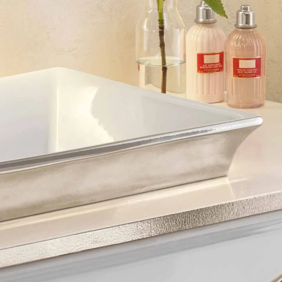 Halbeinbauwaschbecken aus Schamott und Platin, hergestellt in Italien, Guido Viadurini