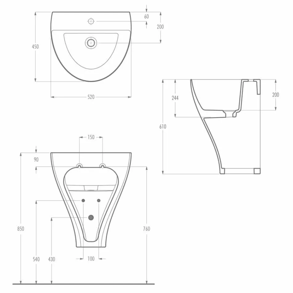 Moderne Keramik-Wandwaschbecken made in Italy, Fiorello Viadurini