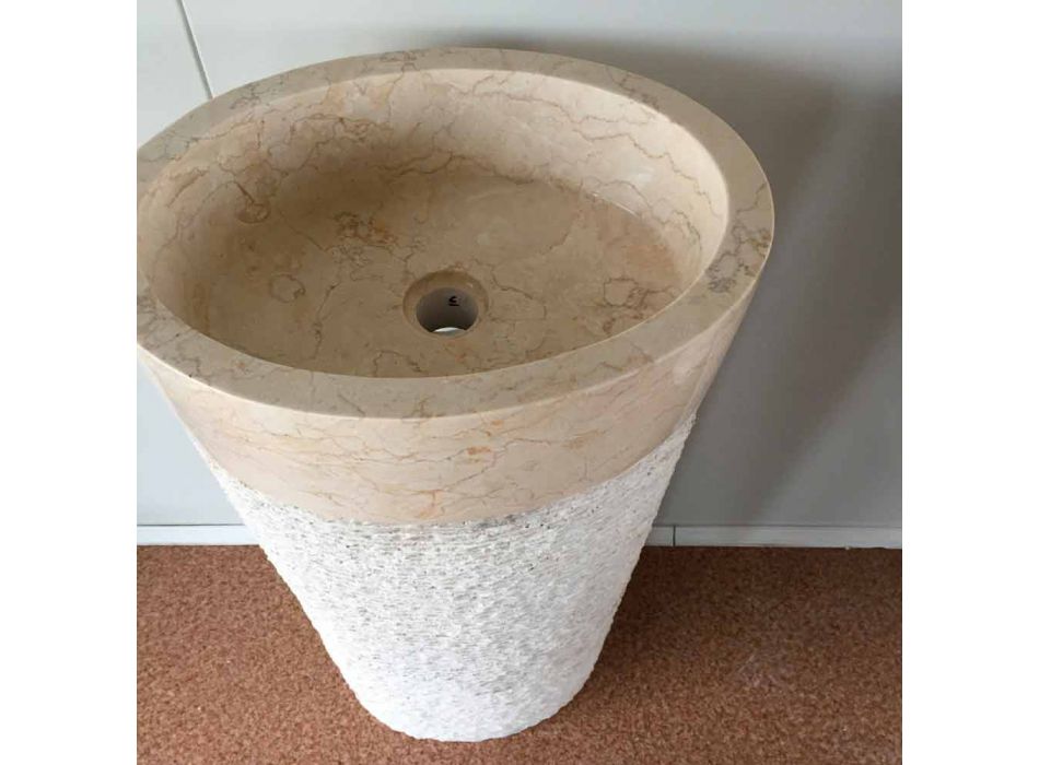 Siro Design weißes Waschbecken aus Naturstein, Einzelstück Viadurini