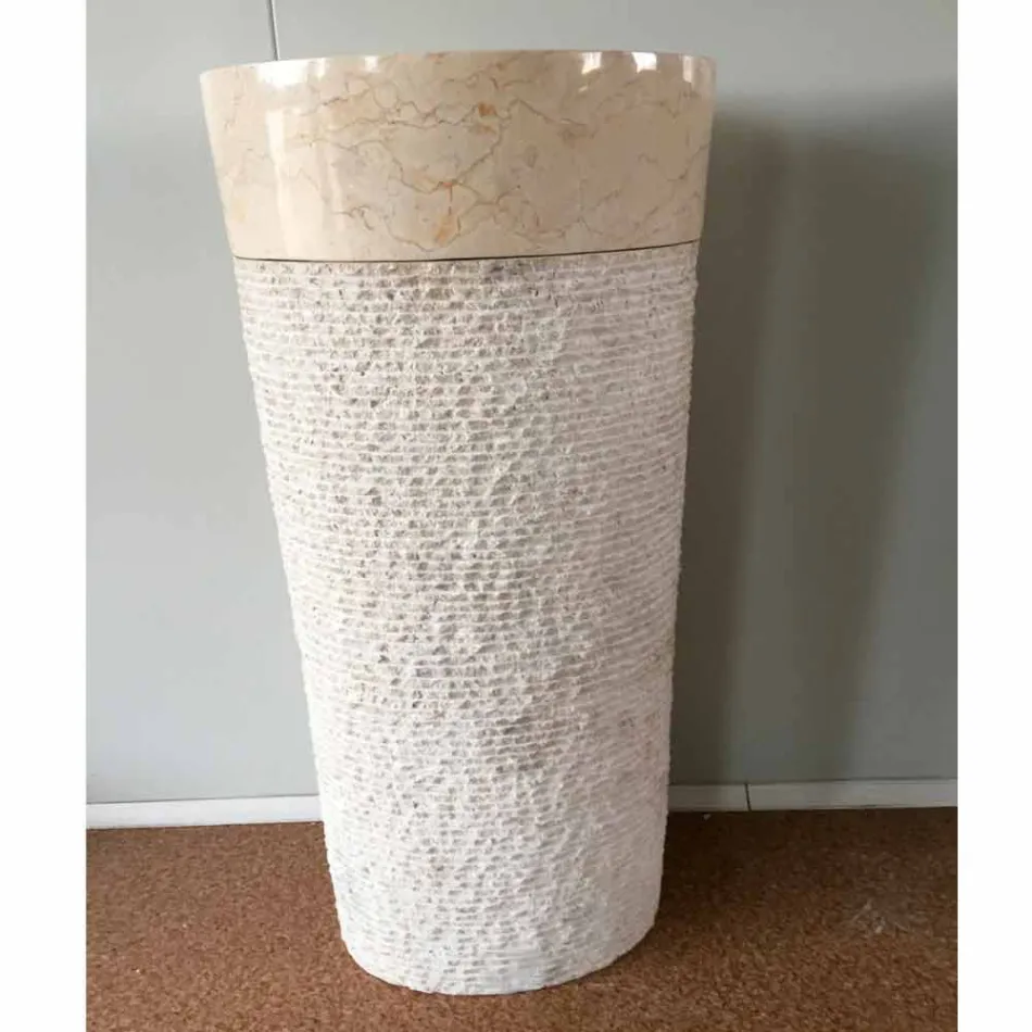 Siro Design weißes Waschbecken aus Naturstein, Einzelstück Viadurini