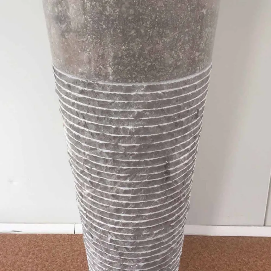 Konisches Säulenwaschbecken aus Naturstein Iga, Einzelstück Viadurini