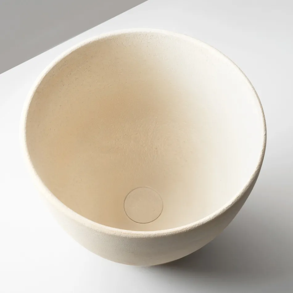 Konisches Aufsatzwaschbecken aus handgedrehtem Schamotte – Orbite Viadurini