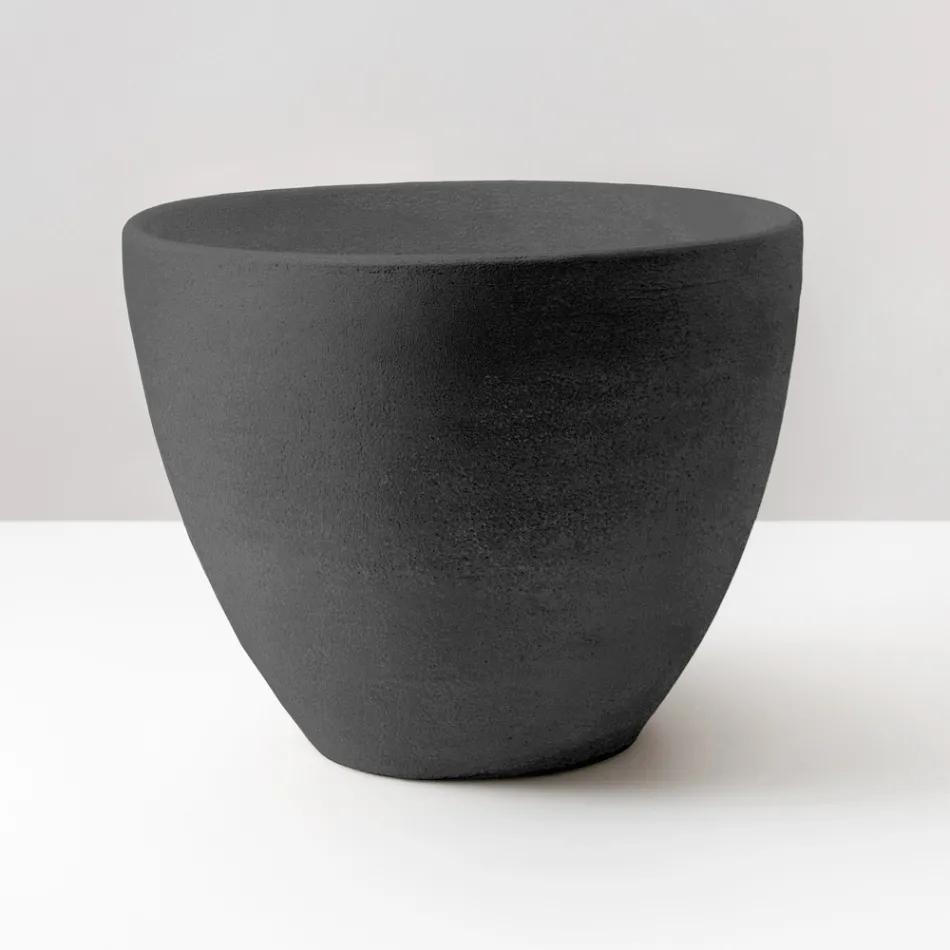 Konisches Aufsatzwaschbecken aus handgedrehtem Schamotte – Orbite Viadurini