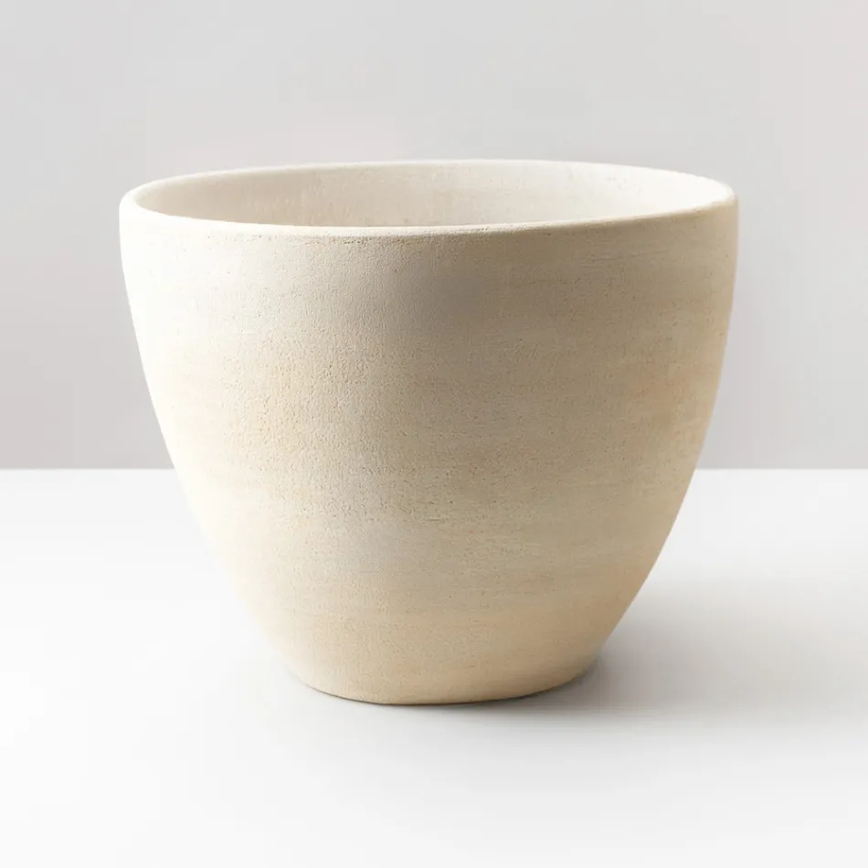 Konisches Aufsatzwaschbecken aus handgedrehtem Schamotte – Orbite Viadurini