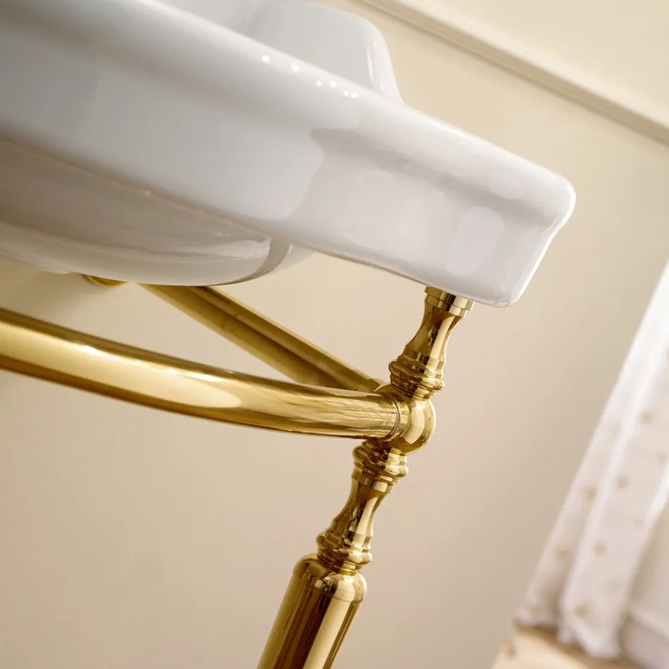 Konsolenwaschbecken mit doppelter Keramikschale, Made in Italy Vintage – Paulina Viadurini