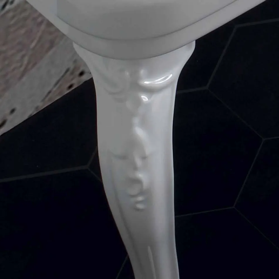 Waschtischkonsole aus weißer Keramik im klassischen italienischen Design, Swami Viadurini