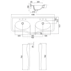 Vintage-Konsolenwaschbecken mit Doppelbecken und Keramikfüßen, hergestellt in Italien – Paulina Viadurini