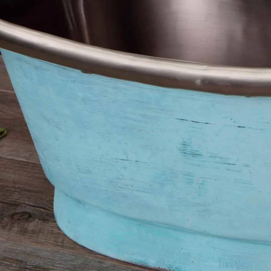 Waschbecken fertig in weiß Eisen und verdigris Cala Viadurini