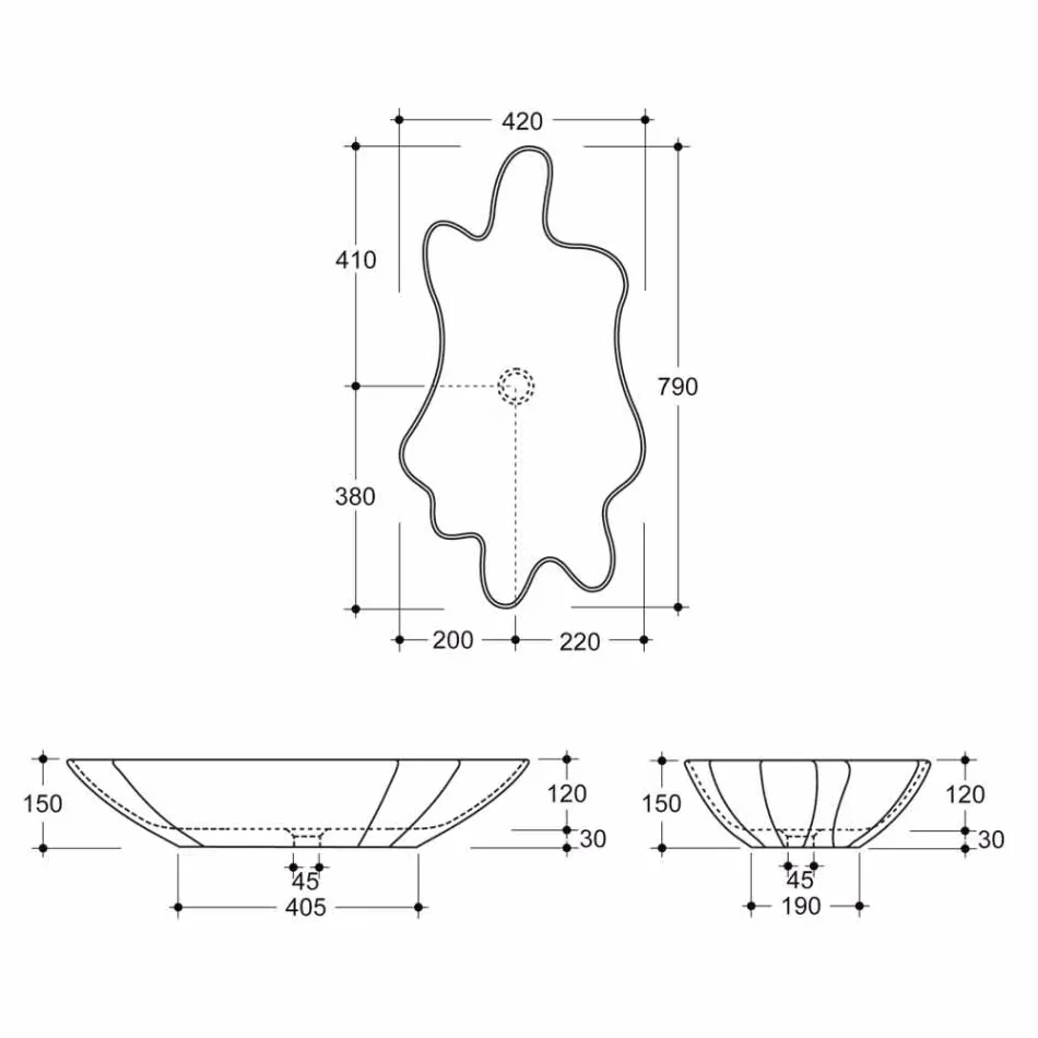 Countertop Design Keramik Weißgold Waschbecken in Italien Rayan gemacht Viadurini