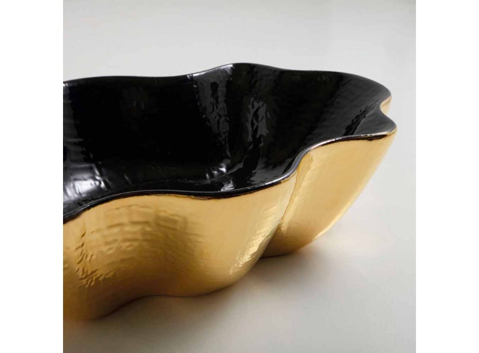 Aufsatzwaschtisch in Schwarz und Gold Keramik Design in Italien Cubo gemacht