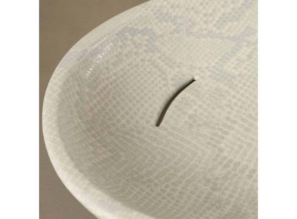 Weißes Design Waschbecken aus Keramik Python in Italien glänzend gemacht Viadurini