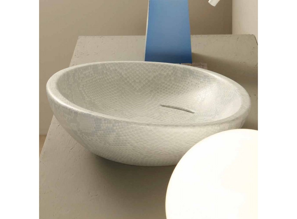Weißes Design Waschbecken aus Keramik Python in Italien glänzend gemacht Viadurini