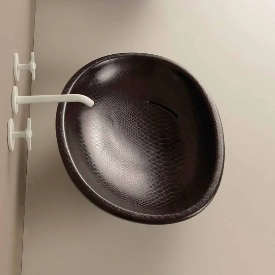 Countertop Design Keramik schwarz Python Waschbecken in Italien gemacht Glossy Viadurini