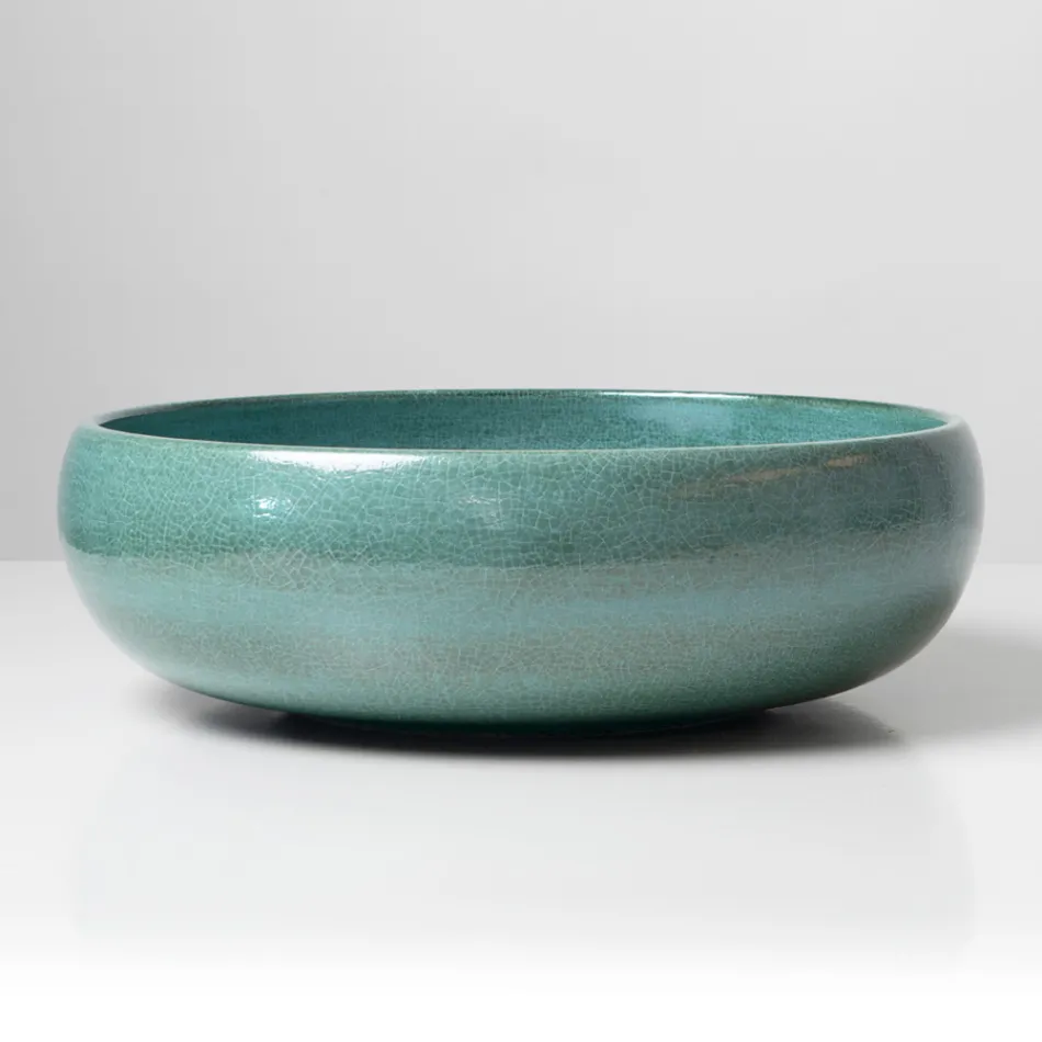 Raku-Ton-Waschtischplatte mit metallischem Craquelé-Glanz – Prisma Viadurini