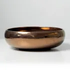 Handgedrehtes Raku-Ton-Waschbecken für die Arbeitsplatte aus Metall - Prisma Viadurini