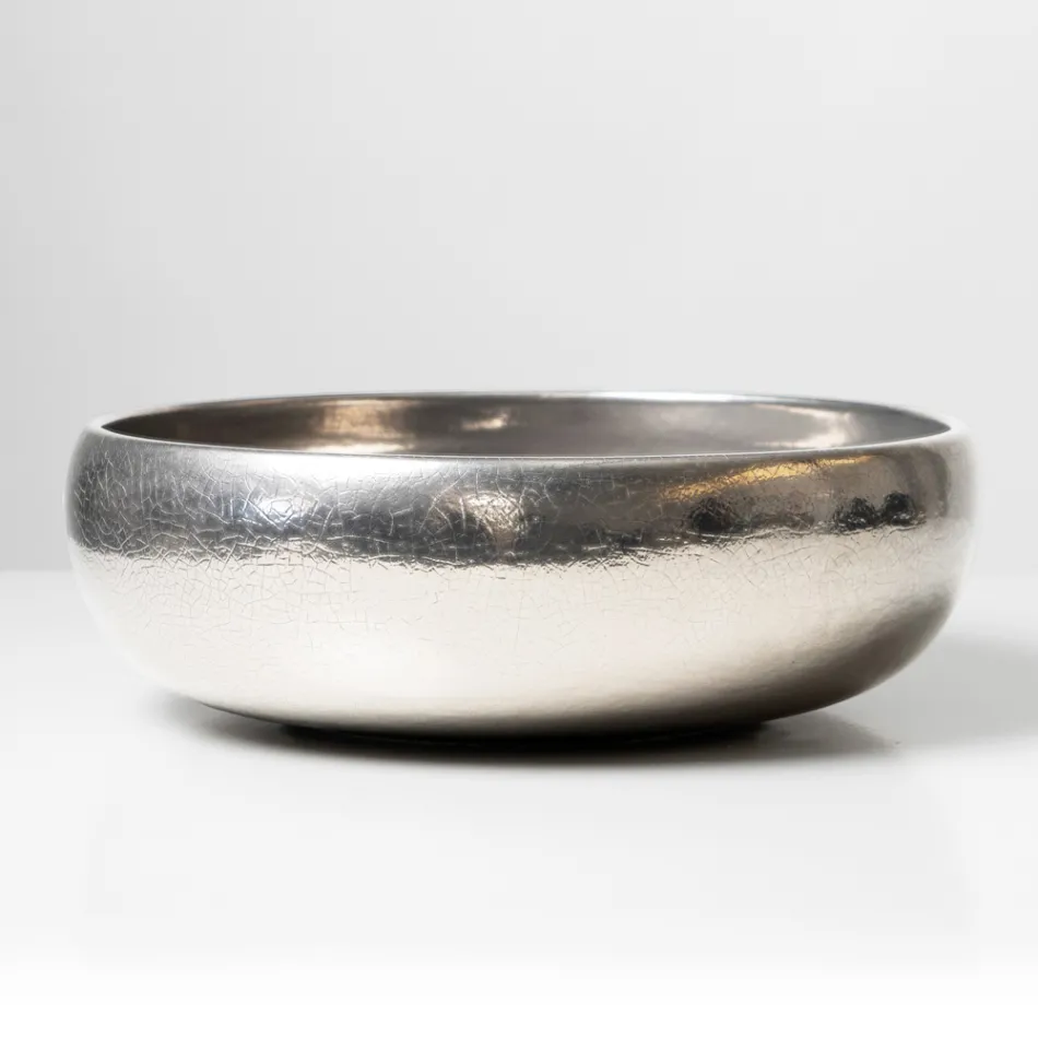 Handgedrehtes Raku-Ton-Waschbecken für die Arbeitsplatte aus Metall - Prisma Viadurini