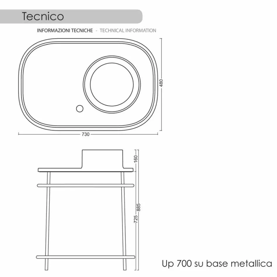 Waschbecken in voller Keramik-Metall-Basis Marta Viadurini