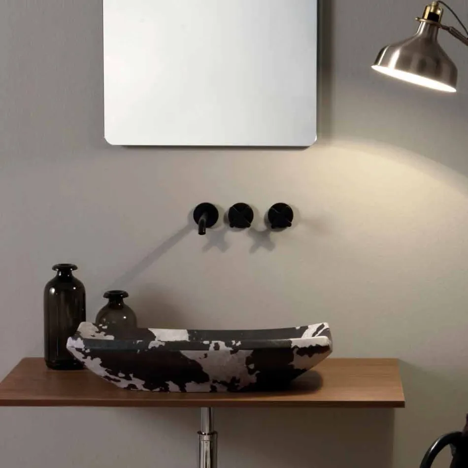 Aufsatzwaschbecken in getüpfter Keramik des Designs Made in Italy Laura Viadurini