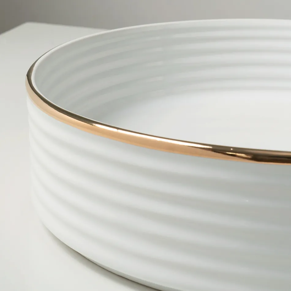 Aufsatzspüle aus Feinsteinzeug mit emailliertem Rand - Vibration Viadurini