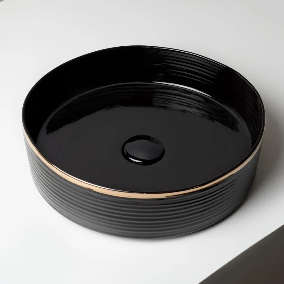 Aufsatzspüle aus Feinsteinzeug mit emaillierter Kante - Vibration Viadurini